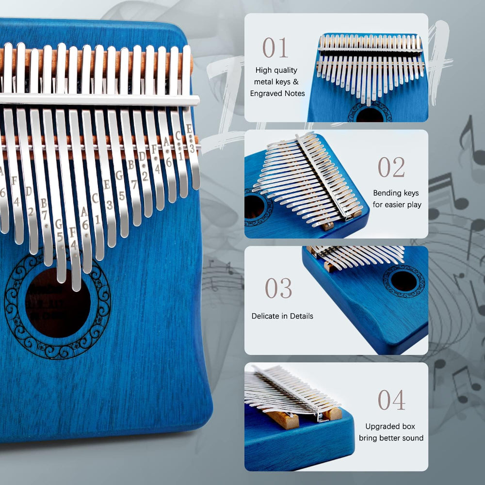 Kalimba Thumb Piano | 17-Key Blue Wood Finger Piano