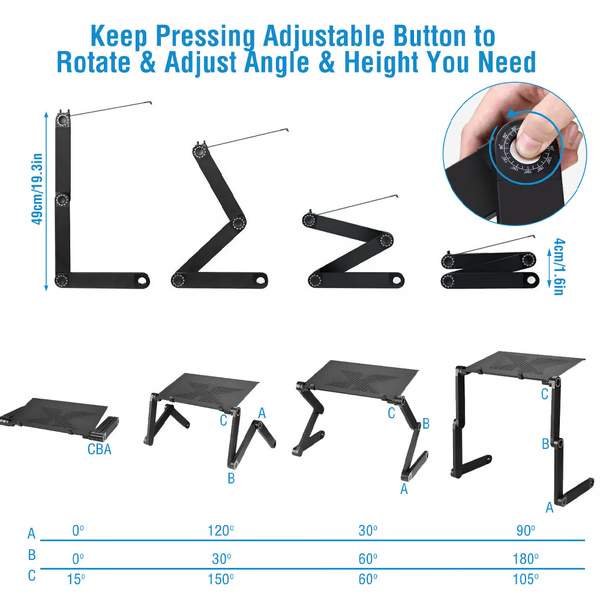 Ergonomic Laptop Stand | 360° Adjustable Height Desktop Riser