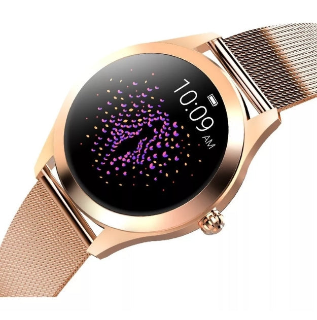 Smart Fitness Watch | Rose Gold Mesh Band Display