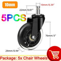 Office Chair Caster Wheels | Heavy Duty Rubber Rolling Set